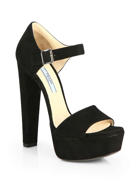 embellished-heel suede platform sandals prada|prada platform heels.